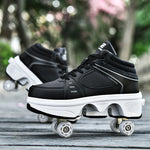 Unisex Shiny Roller Skate Shoes with 4 Wheels for Kids Youth Fashion Sneakers