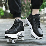 Unisex Shiny Roller Skate Shoes with 4 Wheels for Kids Youth Fashion Sneakers