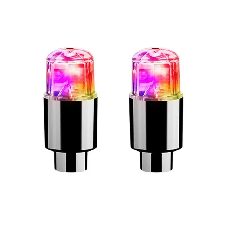 4/2Pcs LED Wheel Lights Tire Valve Stem Caps - Waterproof Auto Accessories for Car, Bike, and Motorcycle