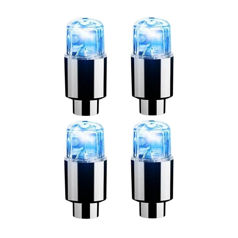 4/2Pcs LED Wheel Lights Tire Valve Stem Caps - Waterproof Auto Accessories for Car, Bike, and Motorcycle