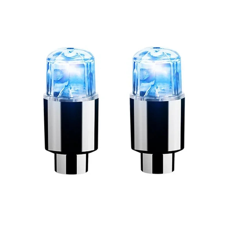 4/2Pcs LED Wheel Lights Tire Valve Stem Caps - Waterproof Auto Accessories for Car, Bike, and Motorcycle