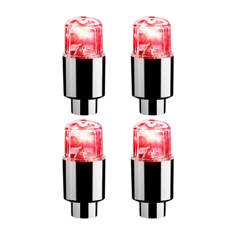 4/2Pcs LED Wheel Lights Tire Valve Stem Caps - Waterproof Auto Accessories for Car, Bike, and Motorcycle