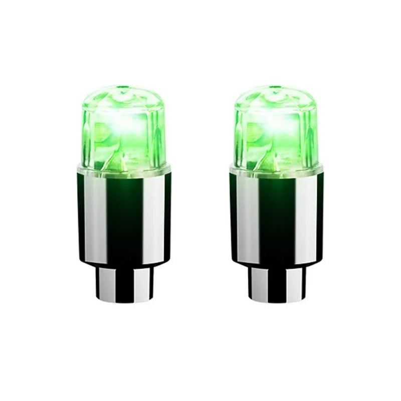 4/2Pcs LED Wheel Lights Tire Valve Stem Caps - Waterproof Auto Accessories for Car, Bike, and Motorcycle