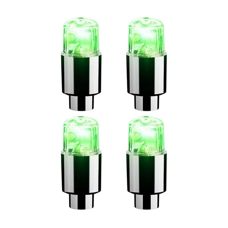 4/2Pcs LED Wheel Lights Tire Valve Stem Caps - Waterproof Auto Accessories for Car, Bike, and Motorcycle