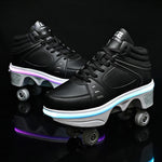 Unisex Shiny Roller Skate Shoes with 4 Wheels for Kids Youth Fashion Sneakers